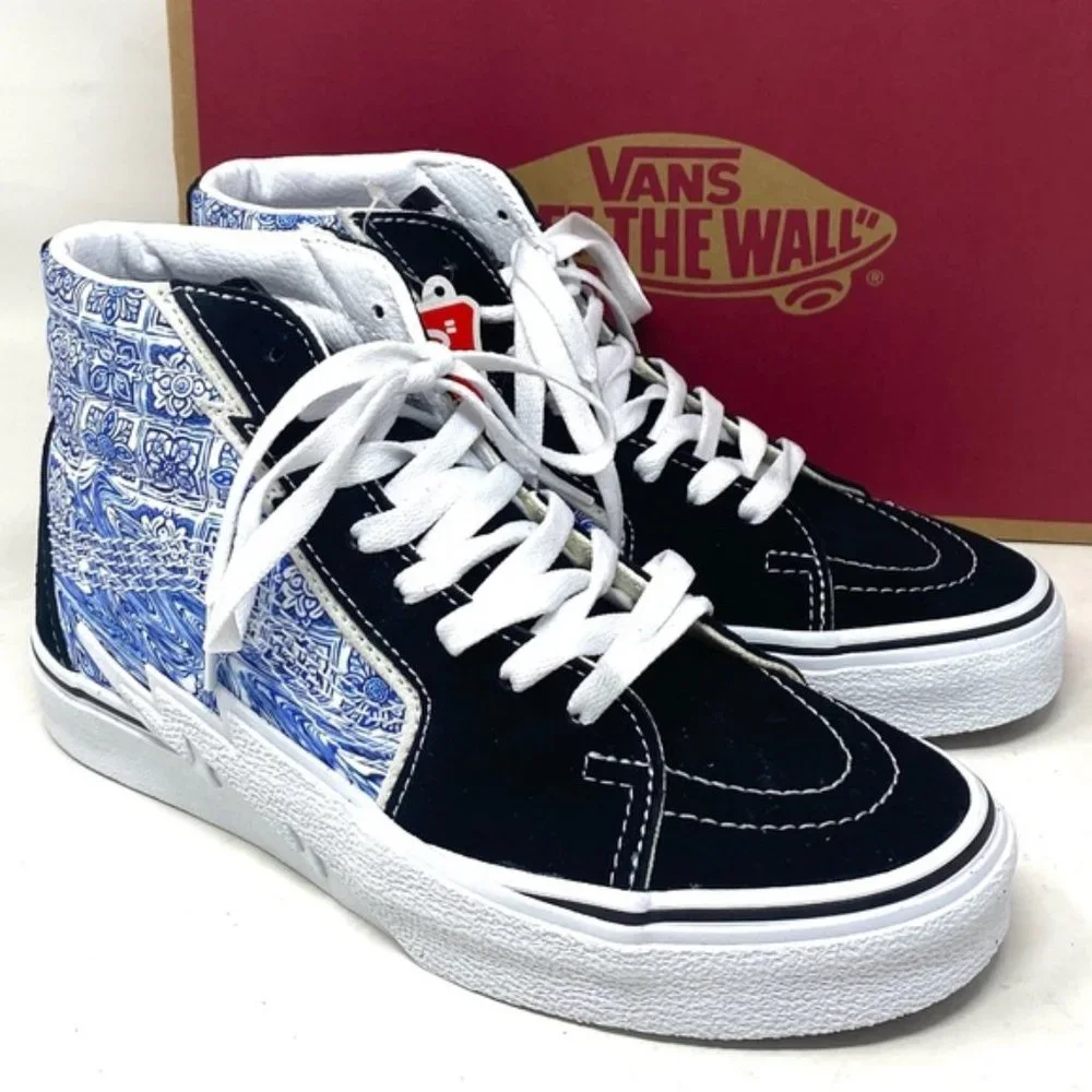 VANS Sk8-Hi Bolt Skate Shoes Canvas Suede Sneakers Blue Black Women VN0A5JIBLK - Picture 1 of 9